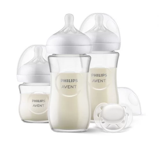 PHILIPS AVENT Комплект за бебе Natural Response с 3 стъклени шишета и залъгалка 0м+