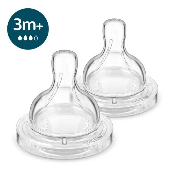 2 бр. Биберони Anti-colic със сила на потока 3, 3м+, Philips AVENT