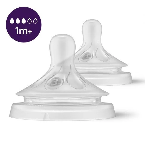 2 бр. Биберони без протичане Philips AVENT Natural Response, Поток 3, 1м+
